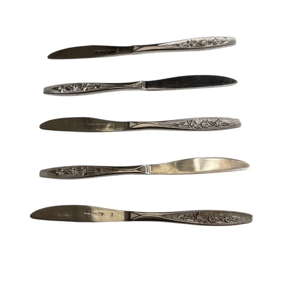Ekco Eternal Rose Cotillion Stainless FloralFlatware Dinner Knives, 8.25